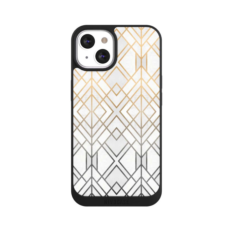 iPhone 13 NIVOpure Imprimé Geo Gold doré et gris