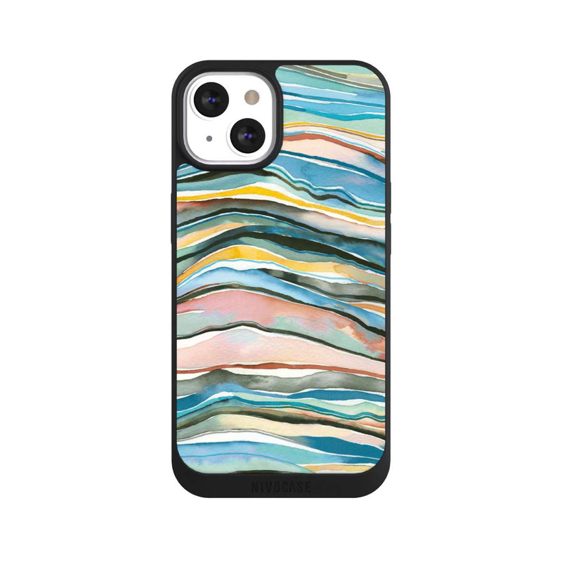 iPhone 13 NIVOpure Couches d'agate aquarelle bleues