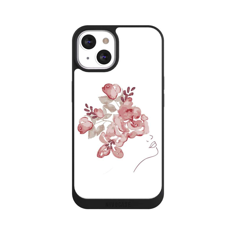 iPhone 13 NIVOpure Line Art Fleurs de visage de femme