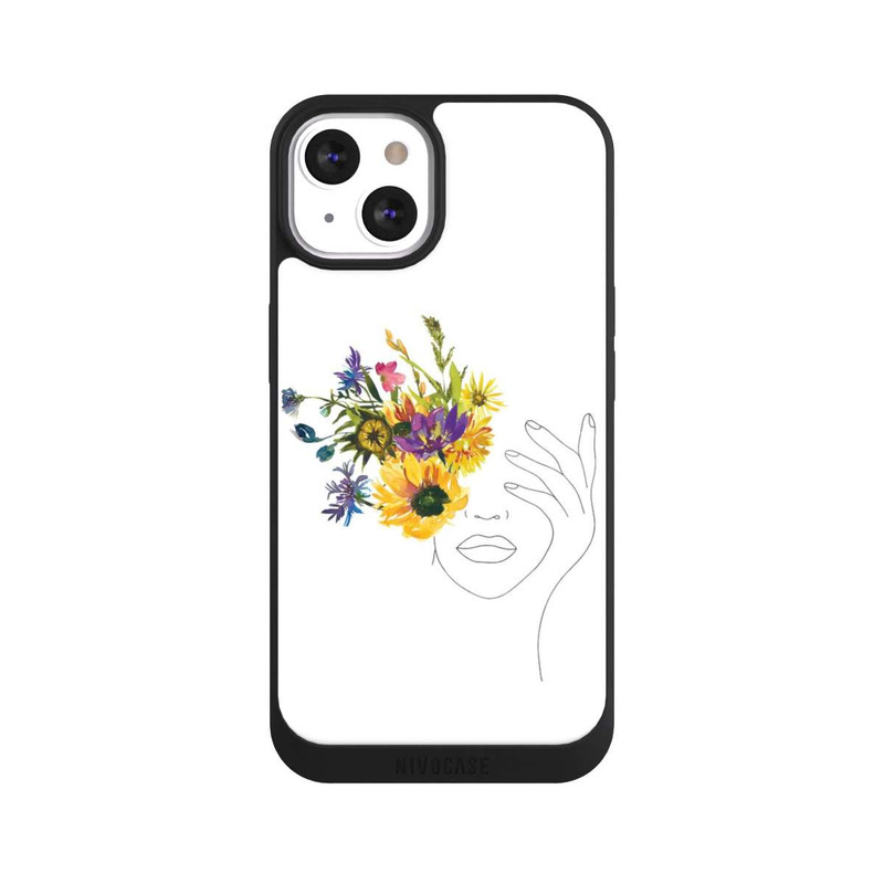 iPhone 13 NIVOpure Line Art Frau Sonnenblumen