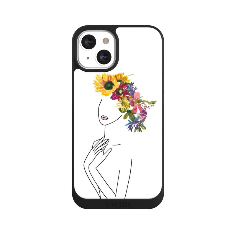 iPhone 13 NIVOpure Line Art Frau mit Blumenkrone