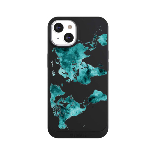 Apple iPhone 13 NIVOpure World Map Teal Transparent