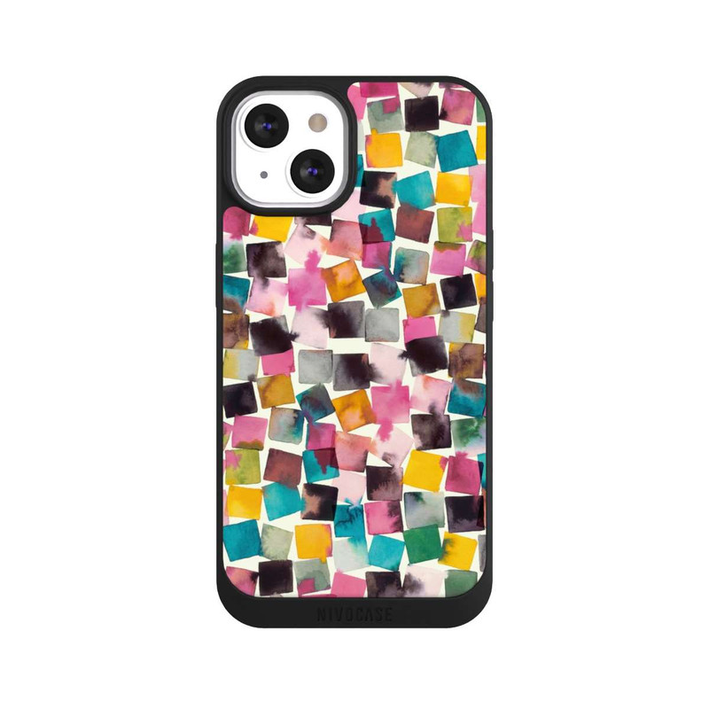 iPhone 13 NIVOpure Plaids Géométriques Aquarelle Rose