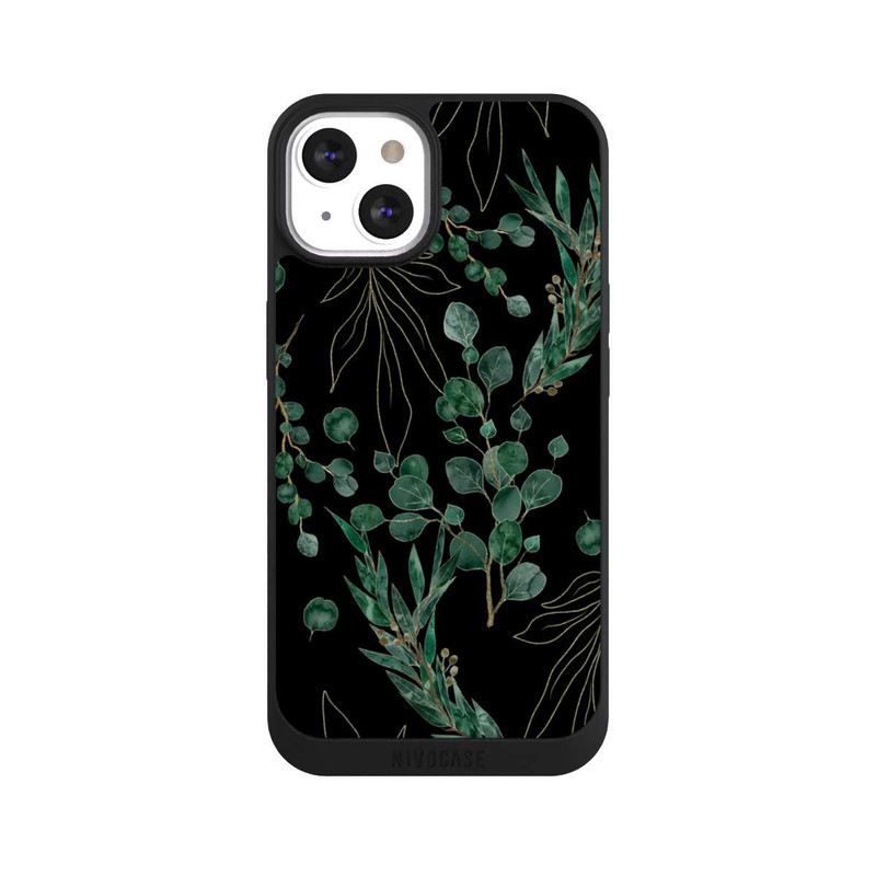 iPhone 13 NIVOpure Feuilles d'Eucalyptus Fond Noir