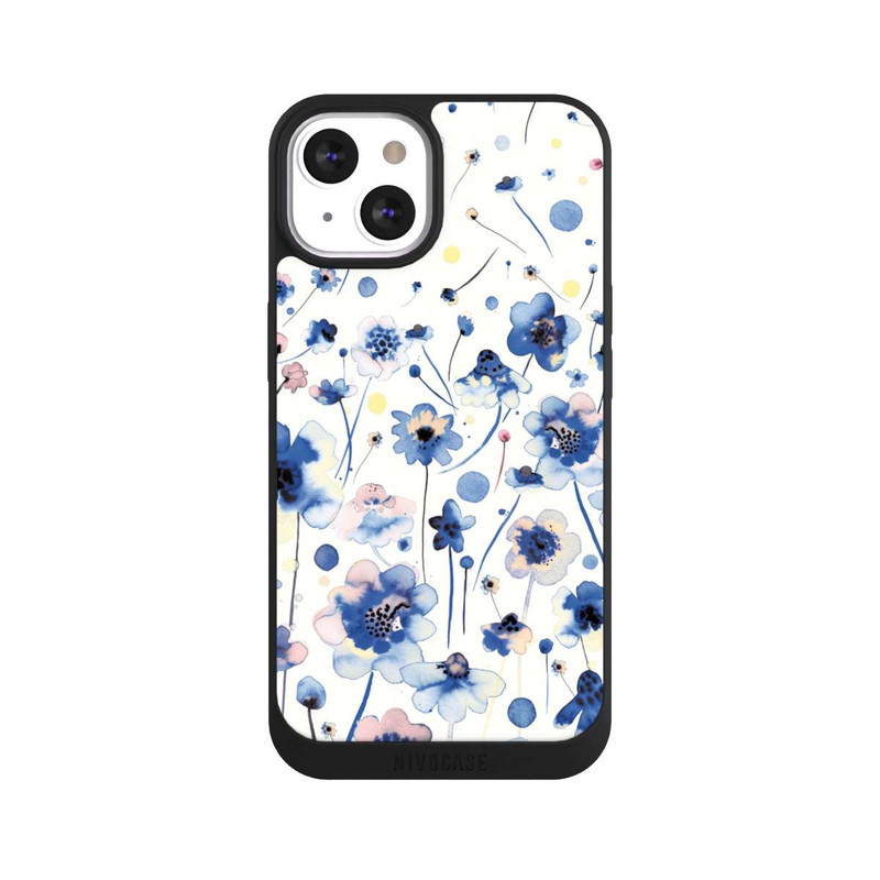iPhone 13 NIVOpure Watercolor Ink Blue Flowers