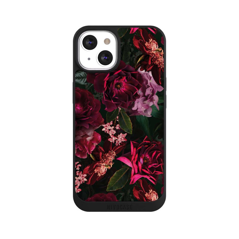iPhone 13 NIVOpure Fleurs rouge foncé et roses