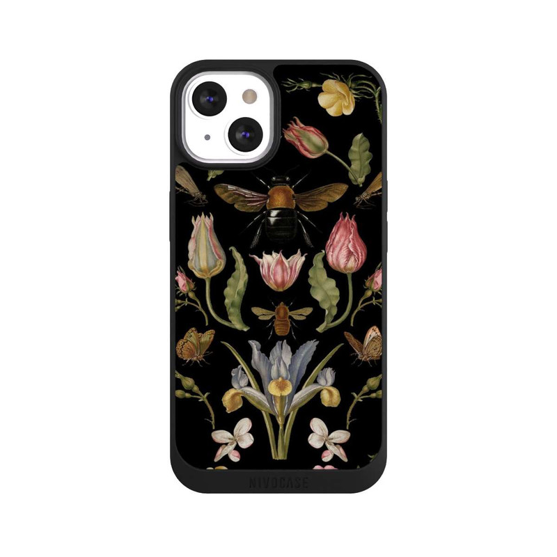 iPhone 13 NIVOpure Fleurs Sauvages et Abeilles Fond Noir