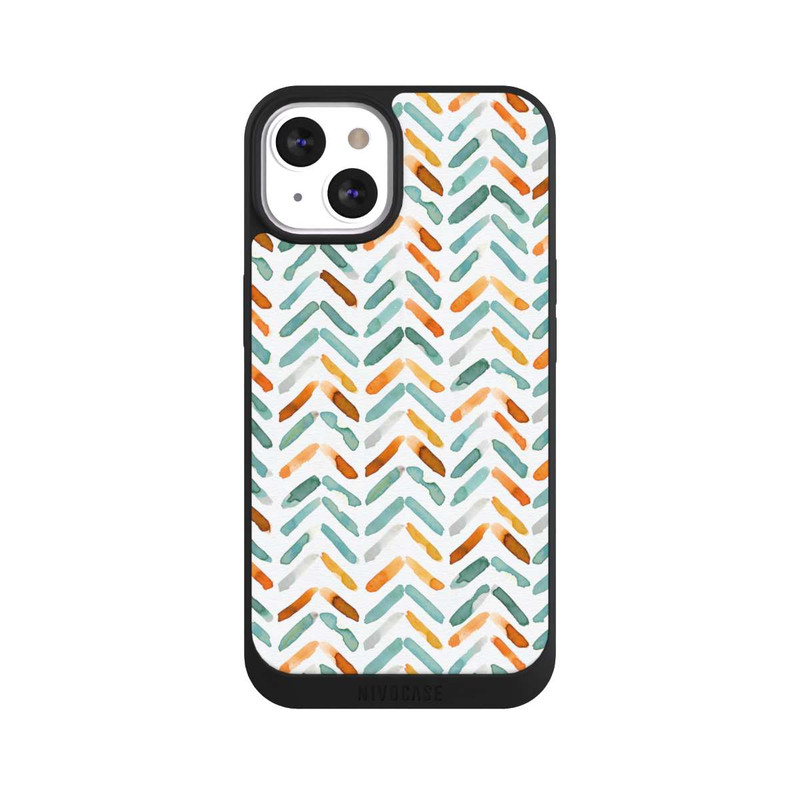 iPhone 13 NIVOpure Élégant Automne Chevron Bleu Orange