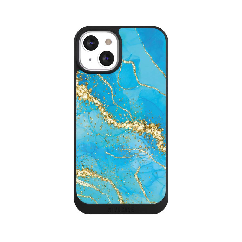 iPhone 13 NIVOpure Türkis-goldene Tapete