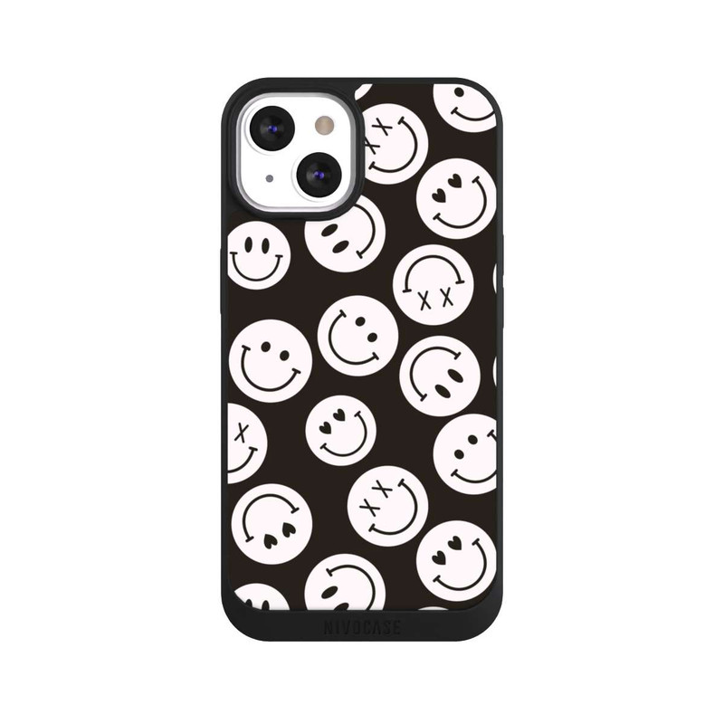 iPhone 13 NIVOpure Smiles Emotes Pattern Black And White