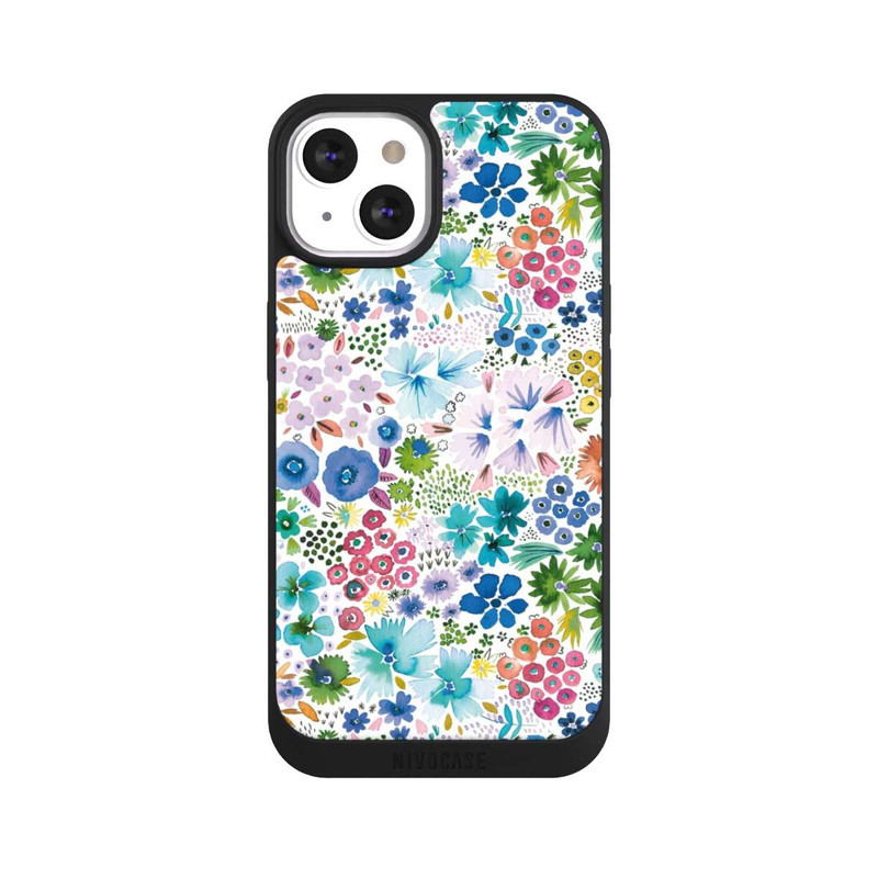 iPhone 13 NIVOpure Kunstvolle kleine Frühlingsblumen blau