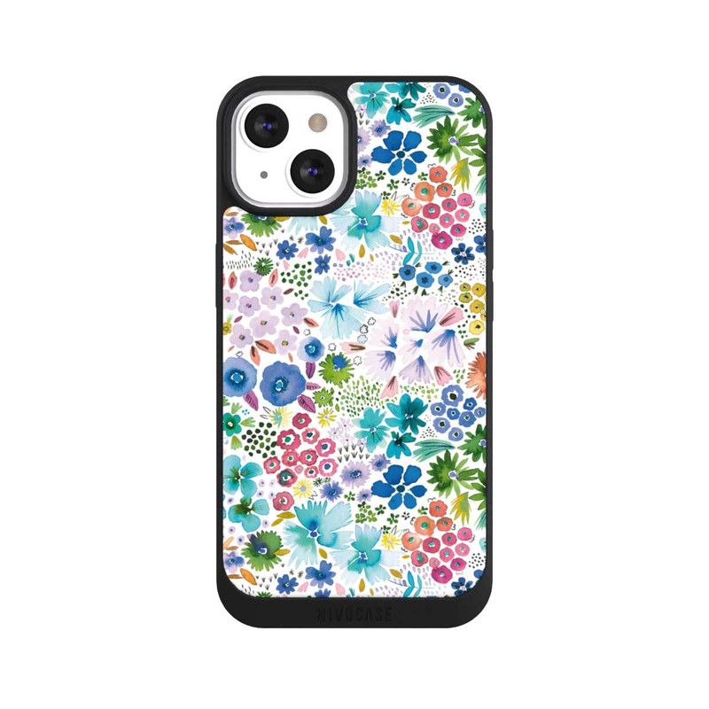 iPhone 13 NIVOpure Kunstvolle kleine Frühlingsblumen blau