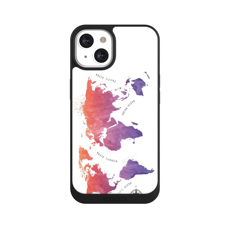 iPhone 13 NIVOpure Worldmap (Watercolor) white