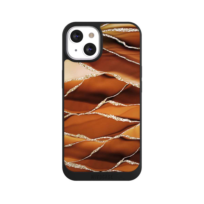 iPhone 13 NIVOpure Braune Marmorstreifen im Glitzer Look