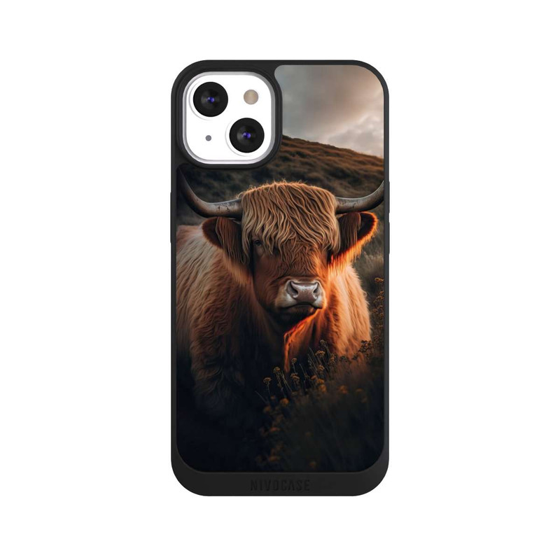iPhone 13 NIVOpure Vache Highland avec de grandes cornes avec IA