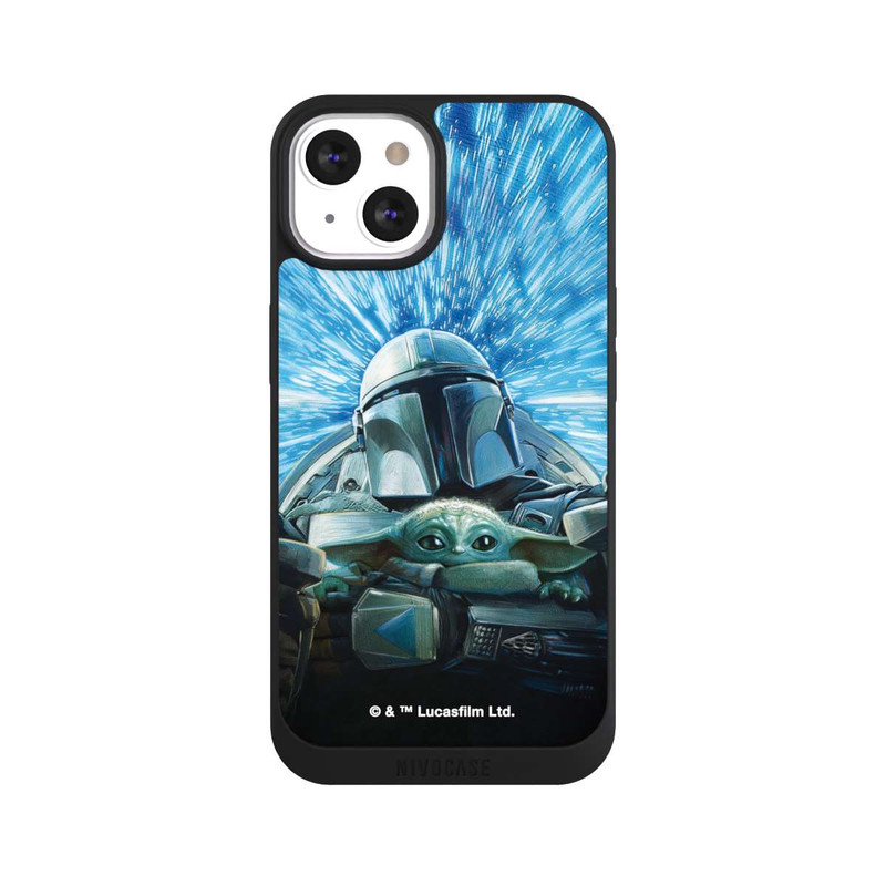 iPhone 13 NIVOpure Grogu und Mando fliegen blau