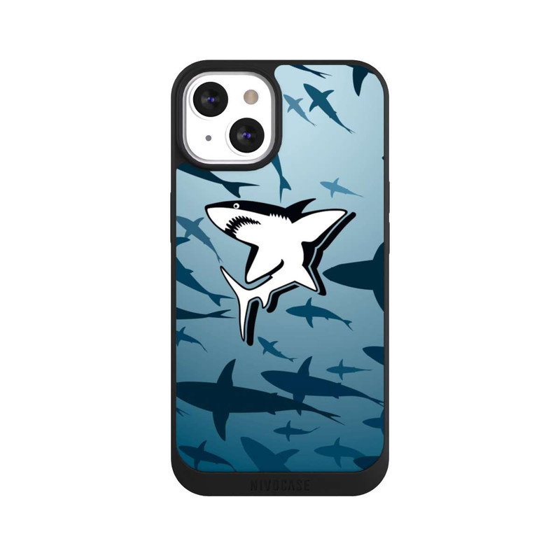 iPhone 13 NIVOpure Haie Muster Blau