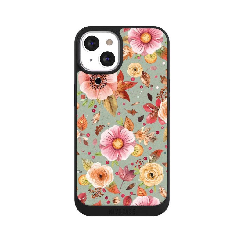 iPhone 13 NIVOpure Fleurs d'automne Vert tendre