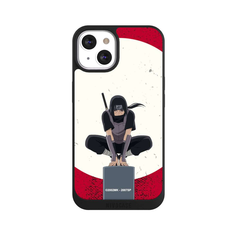 iPhone 13 NIVOpure Symbole Itachi Uchiha fond rouge