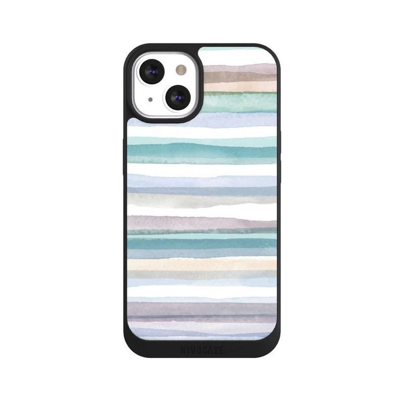 iPhone 13 NIVOpure Rayures pastel bleu