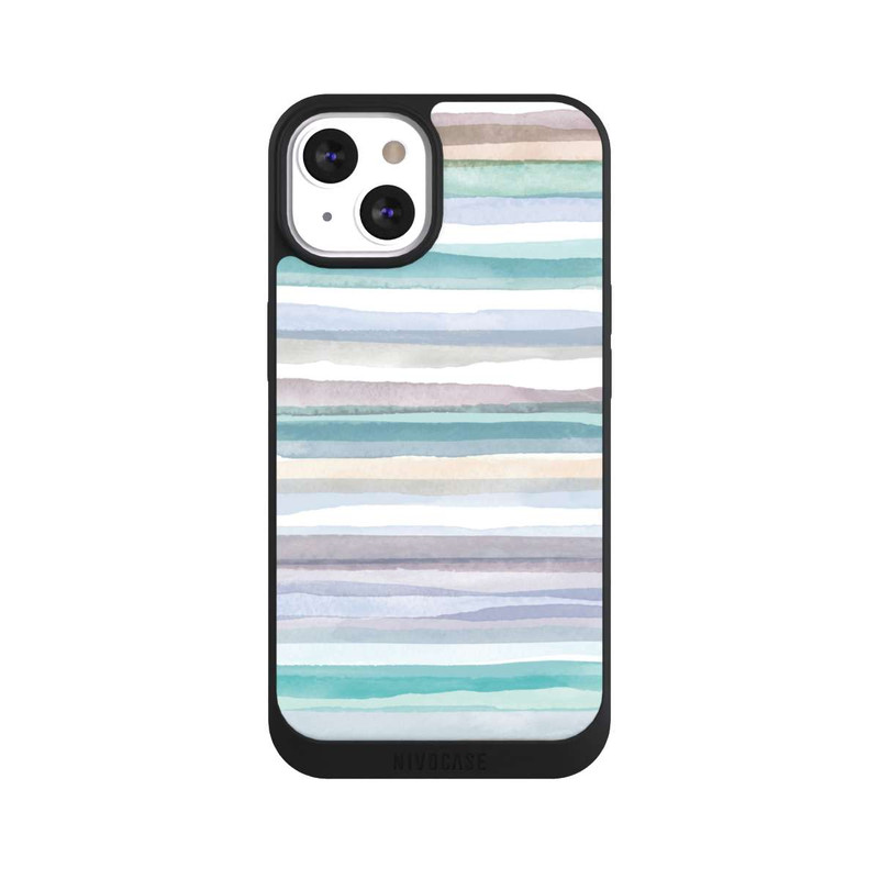 iPhone 13 NIVOpure Rayures pastel bleu