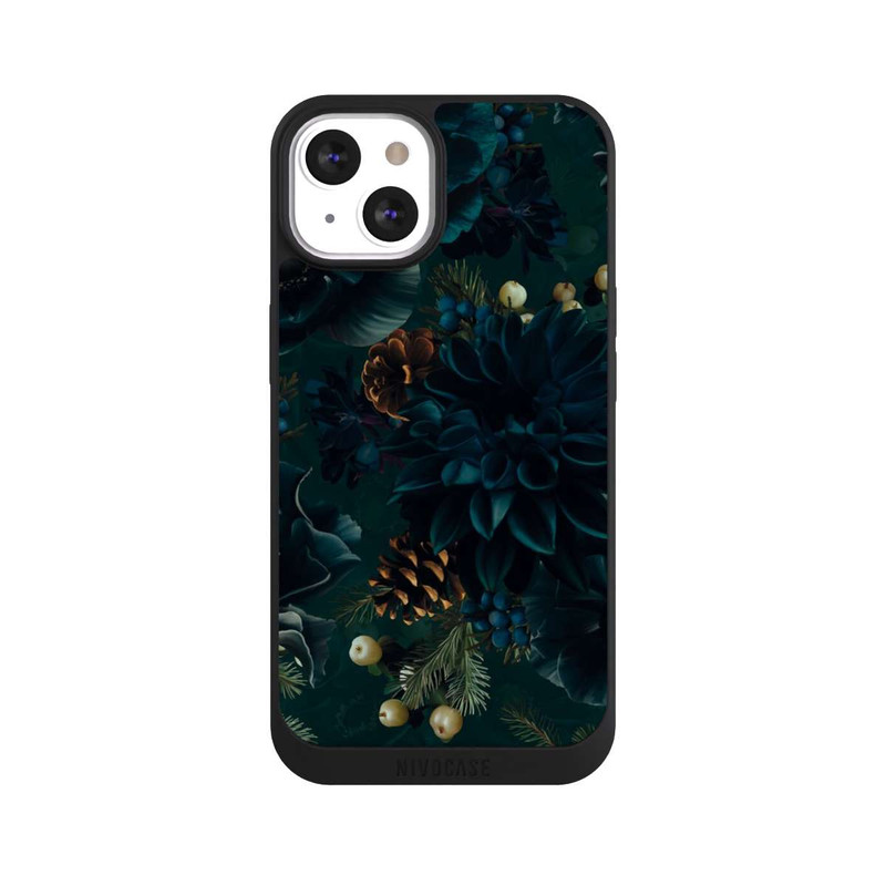 iPhone 13 NIVOpure Motif de fleurs vert et bleu