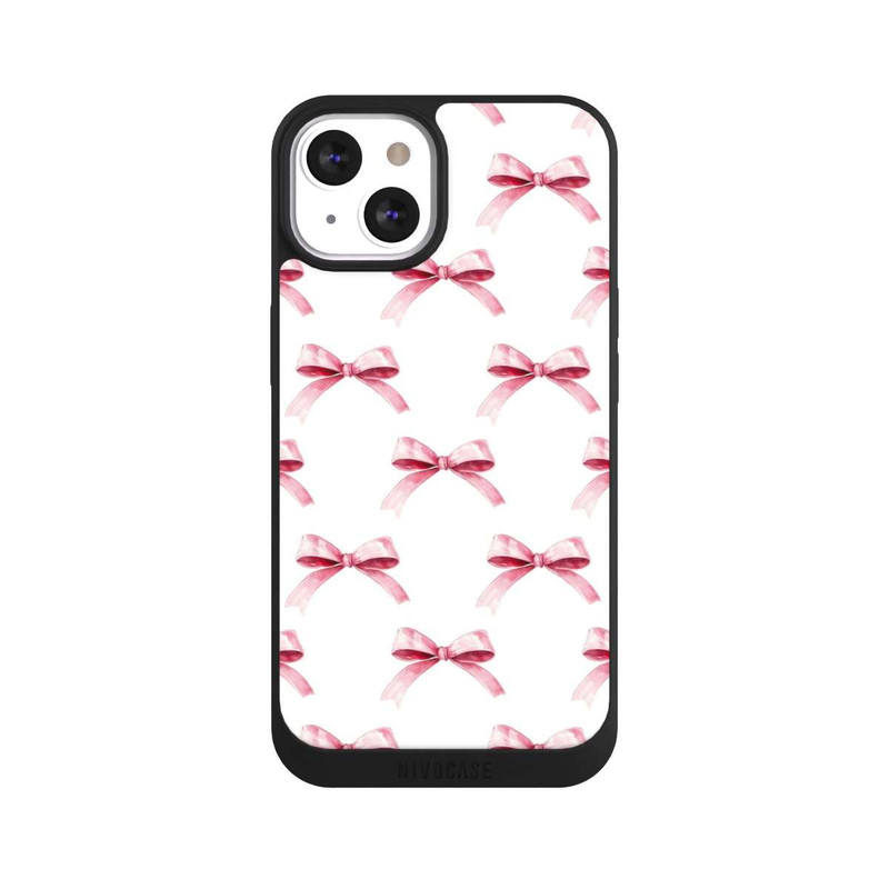 iPhone 13 NIVOpure Pink Bow on White Pattern