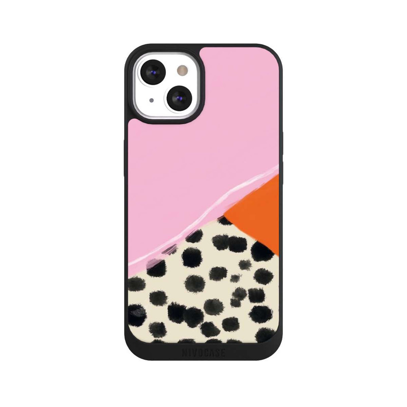 iPhone 13 NIVOpure Pink and Orange Modern Art with Dots