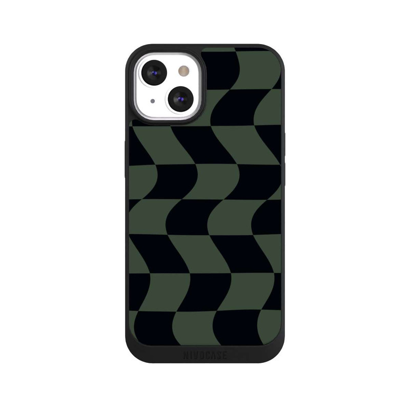 iPhone 13 NIVOpure Checked Pattern Green Black