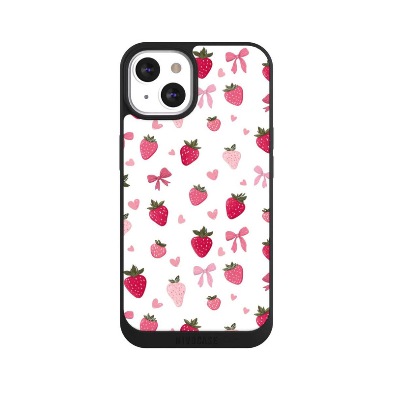 iPhone 13 NIVOpure Erdbeer Herz Schleifen Muster Pink