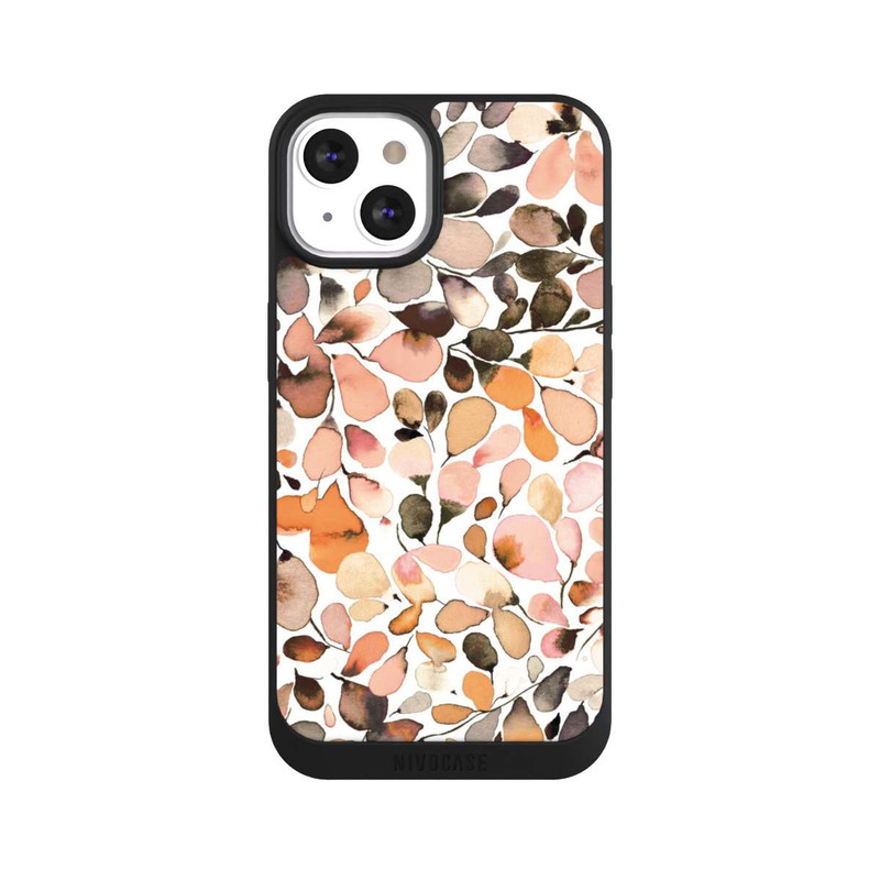 iPhone 13 NIVOpure Eucalyptus Watercolor Leaves Dark Brown Autumn