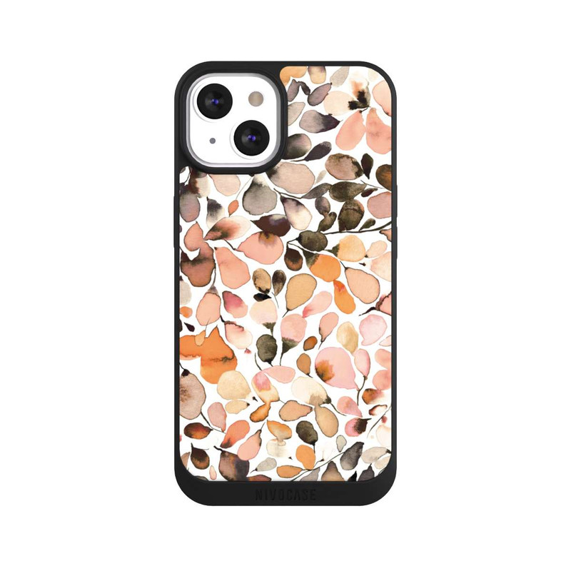 iPhone 13 NIVOpure Eucalyptus Watercolor Leaves Dark Brown Autumn