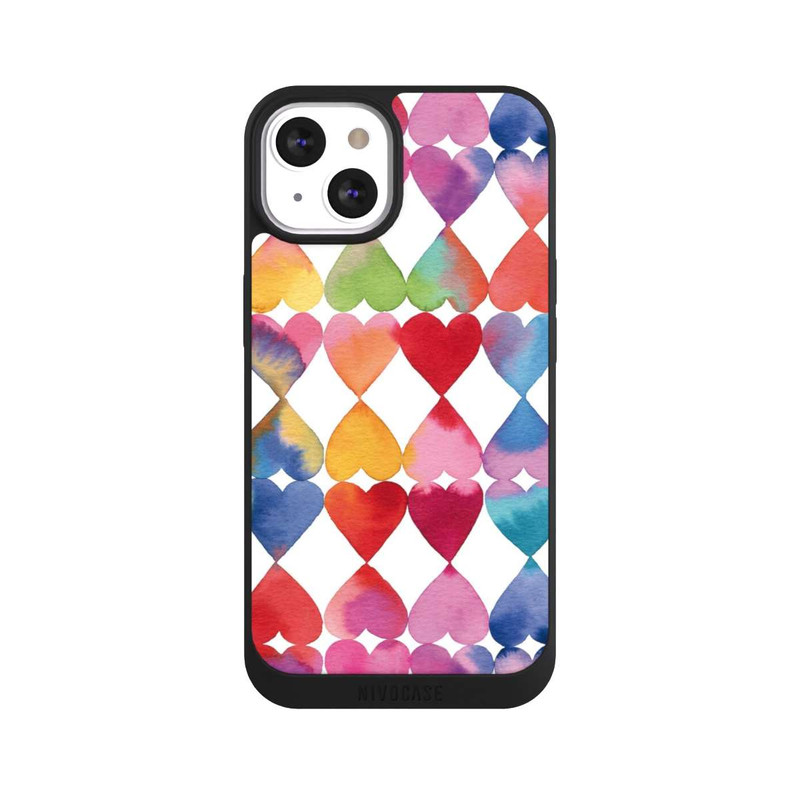 iPhone 13 NIVOpure Colorful Watercolor Hearts Pattern