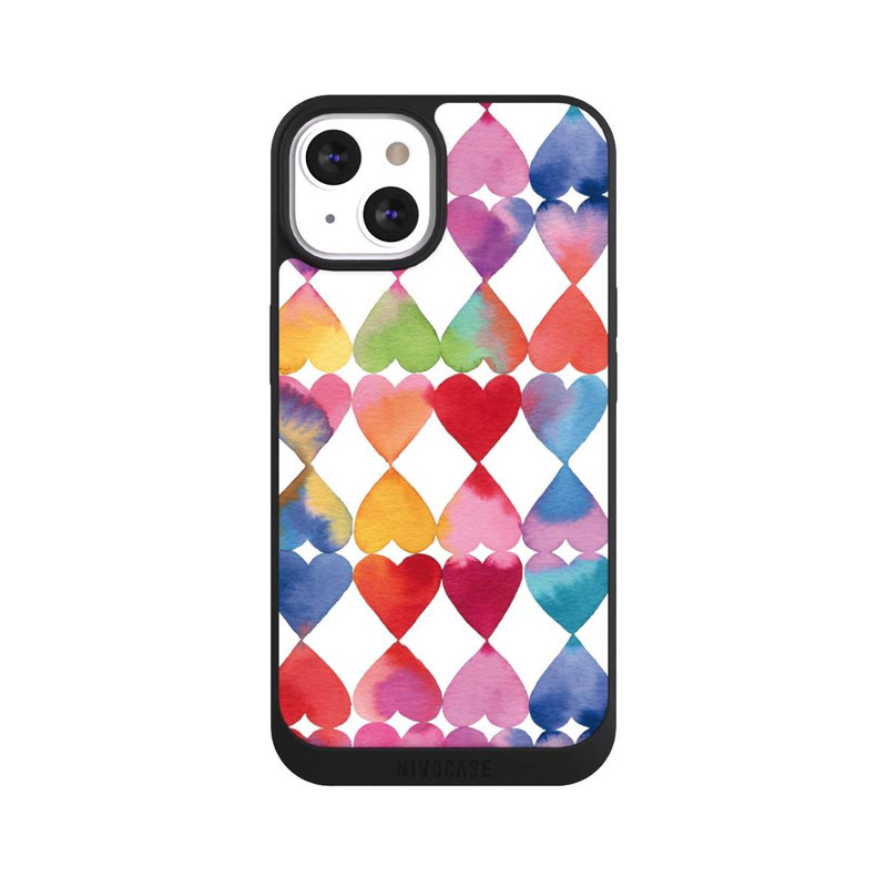 iPhone 13 NIVOpure Colorful Watercolor Hearts Pattern