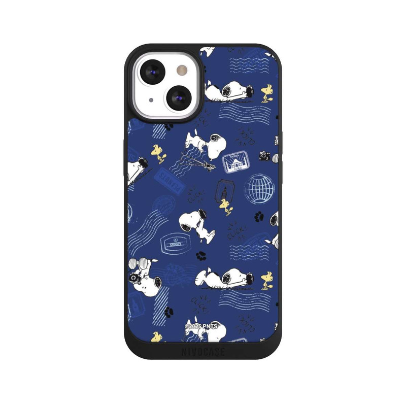 iPhone 13 NIVOpure Peanuts Travel Stamps Pattern Blue