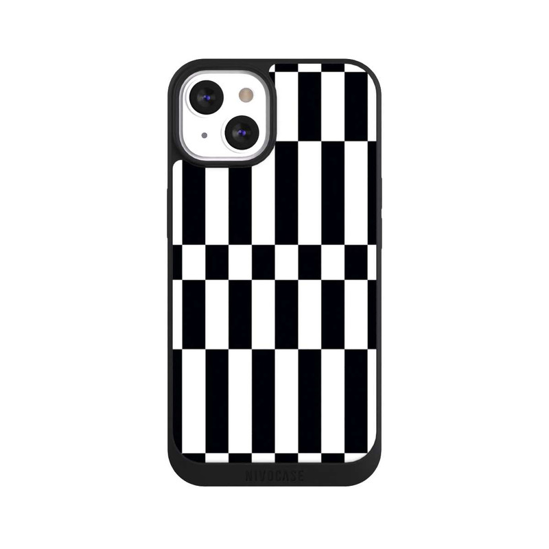 iPhone 13 NIVOpure Checked Abstract Bold Black and White Color Block