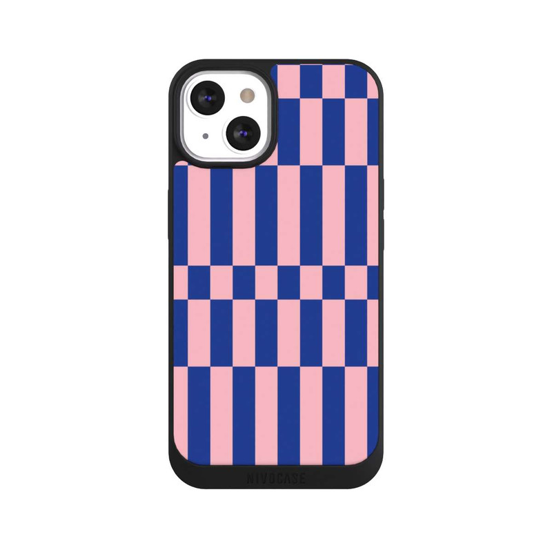 iPhone 13 NIVOpure Checked Abstract Bold Electric Blue and Pink Color Block