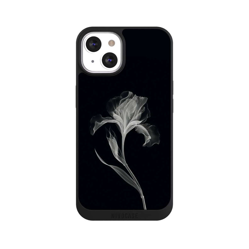 iPhone 13 NIVOpure Fleur négative Gris sur noir avec IA