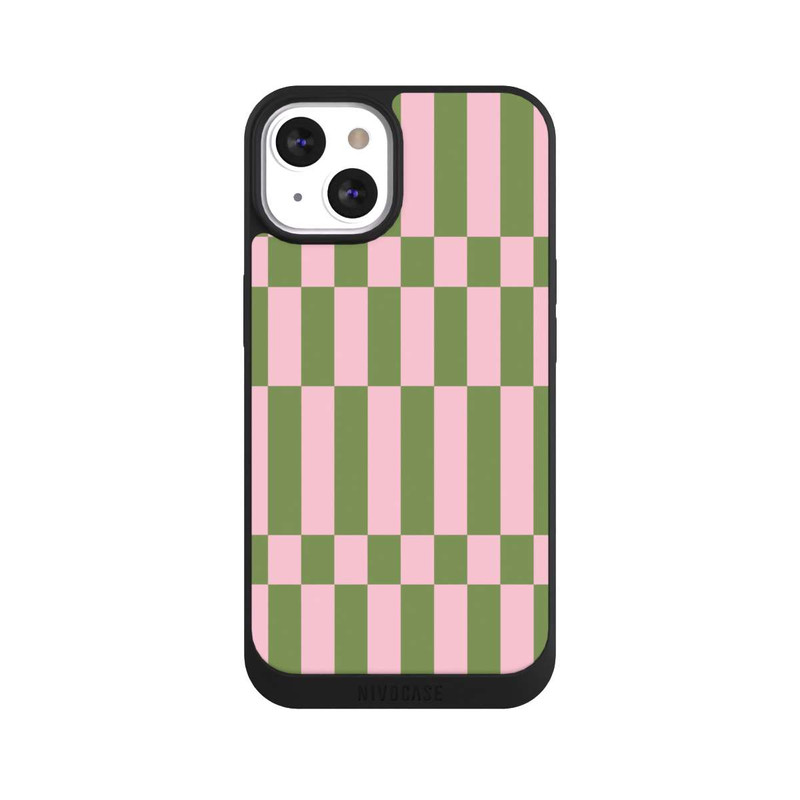 iPhone 13 NIVOpure Thème à Carreaux Sauge et Rose