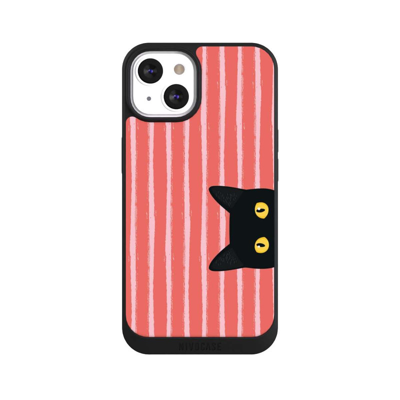 iPhone 13 NIVOpure Black Cat on Orange Stripes