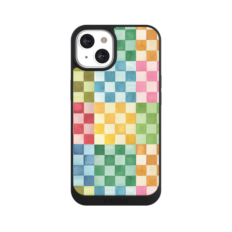 iPhone 13 NIVOpure Checkerboard Watercolor Chess Geometric Red