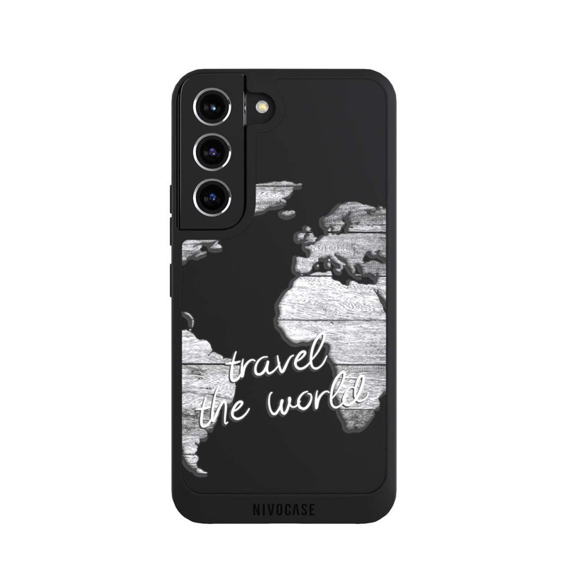 Galaxy S22 NIVOpure Worldmap Wood Transparent