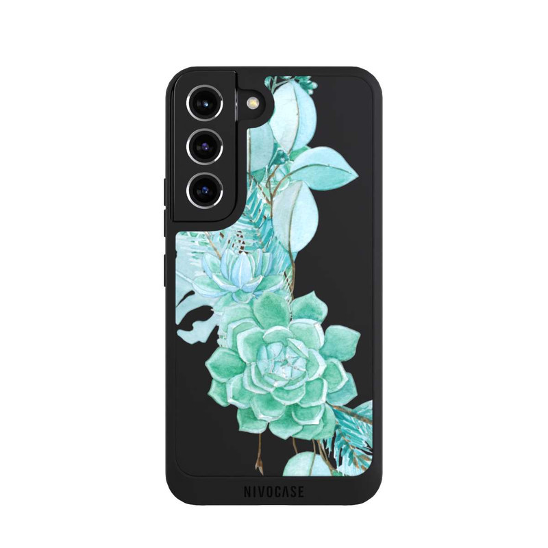 Galaxy S22 NIVOpure Flowers Mint Green Transparent
