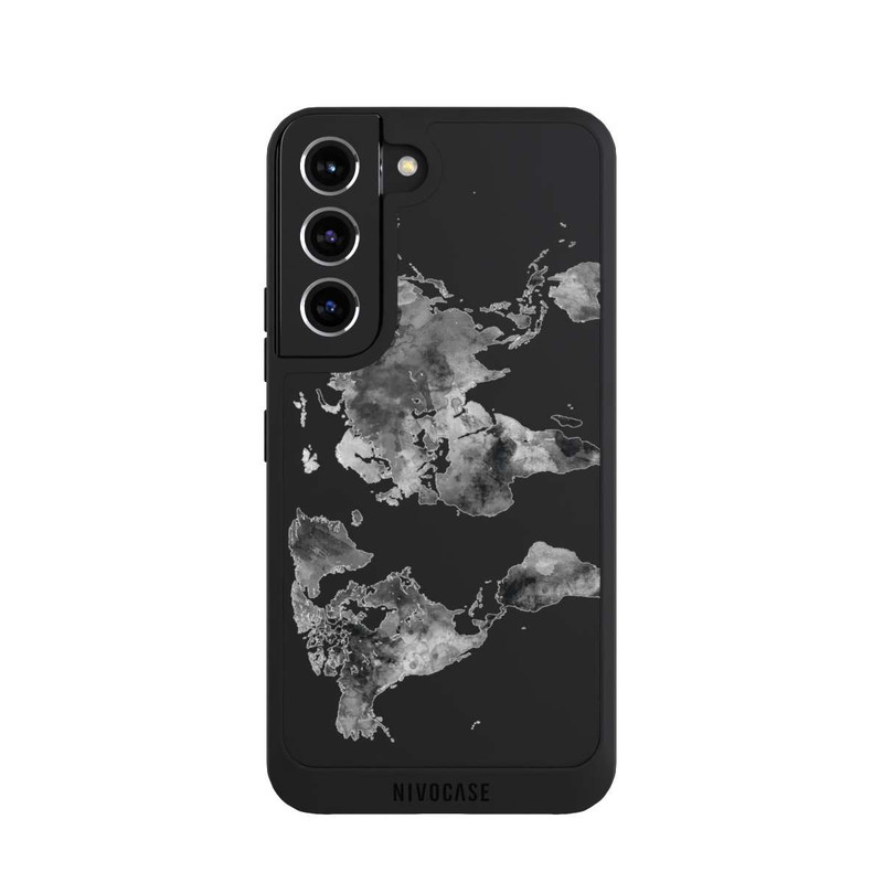 Galaxy S22 NIVOpure Carte du monde noire transparente
