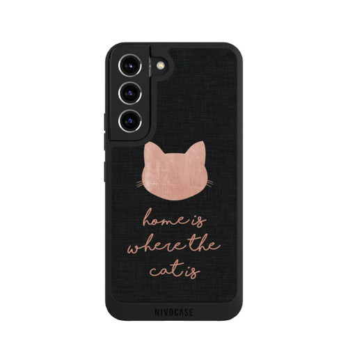 Samsung Galaxy S22 NIVOpure Home Is Where The Cat Is - Rosa auf Schwarz 