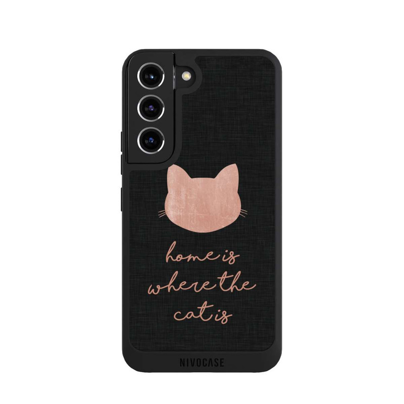 Galaxy S22 NIVOpure Home Is Where The Cat Is - Rose sur noir 