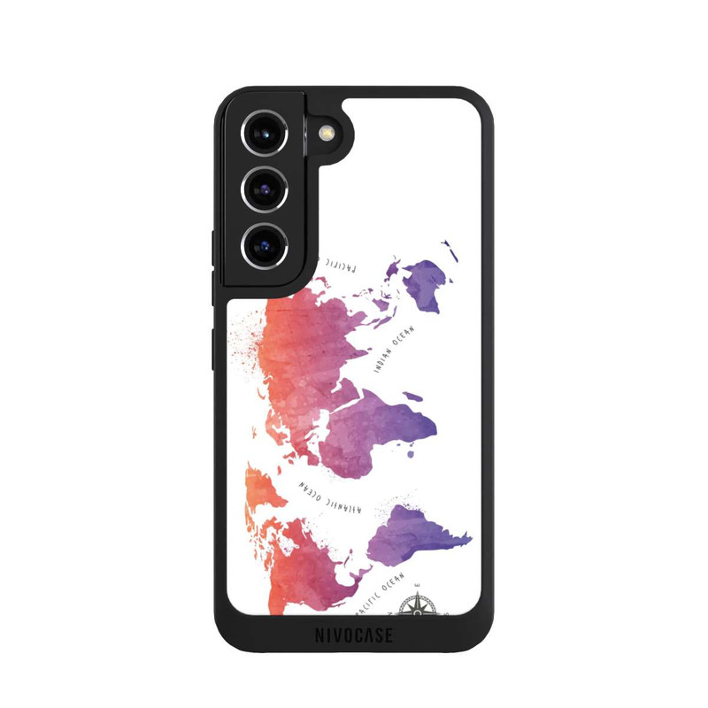 Galaxy S22 NIVOpure Carte du monde aquarelle blanche