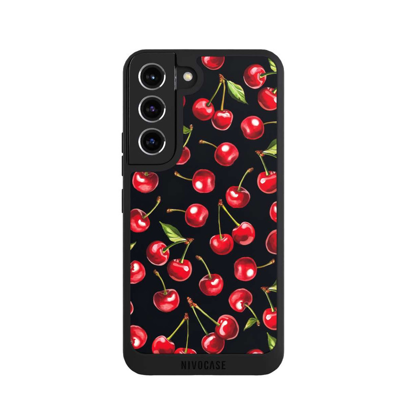 Galaxy S22 NIVOpure Cherry Pattern Black with AI