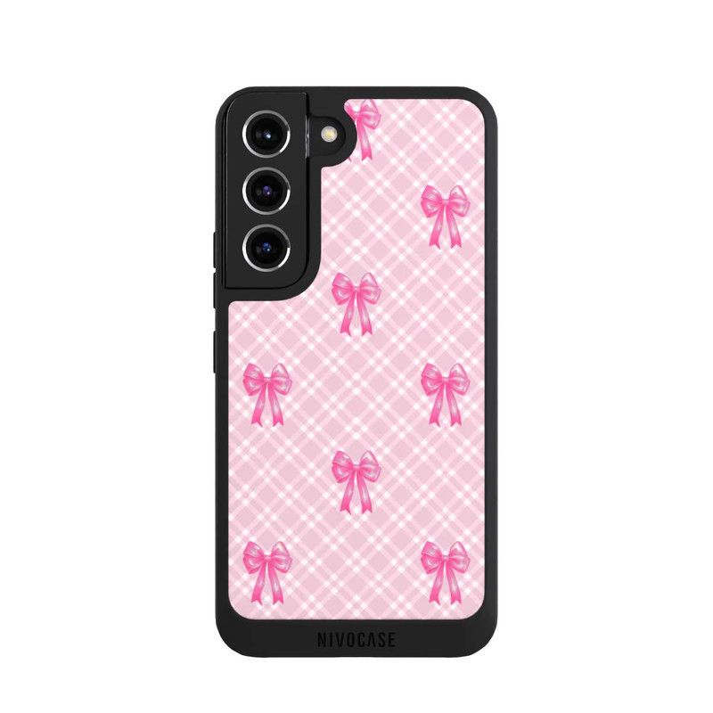 Galaxy S22 NIVOpure Pink Bows and Plaid Pattern