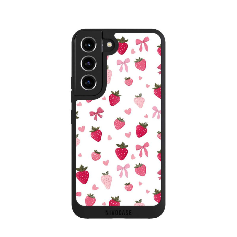 Galaxy S22 NIVOpure Strawberry Ribbon Pattern Pink